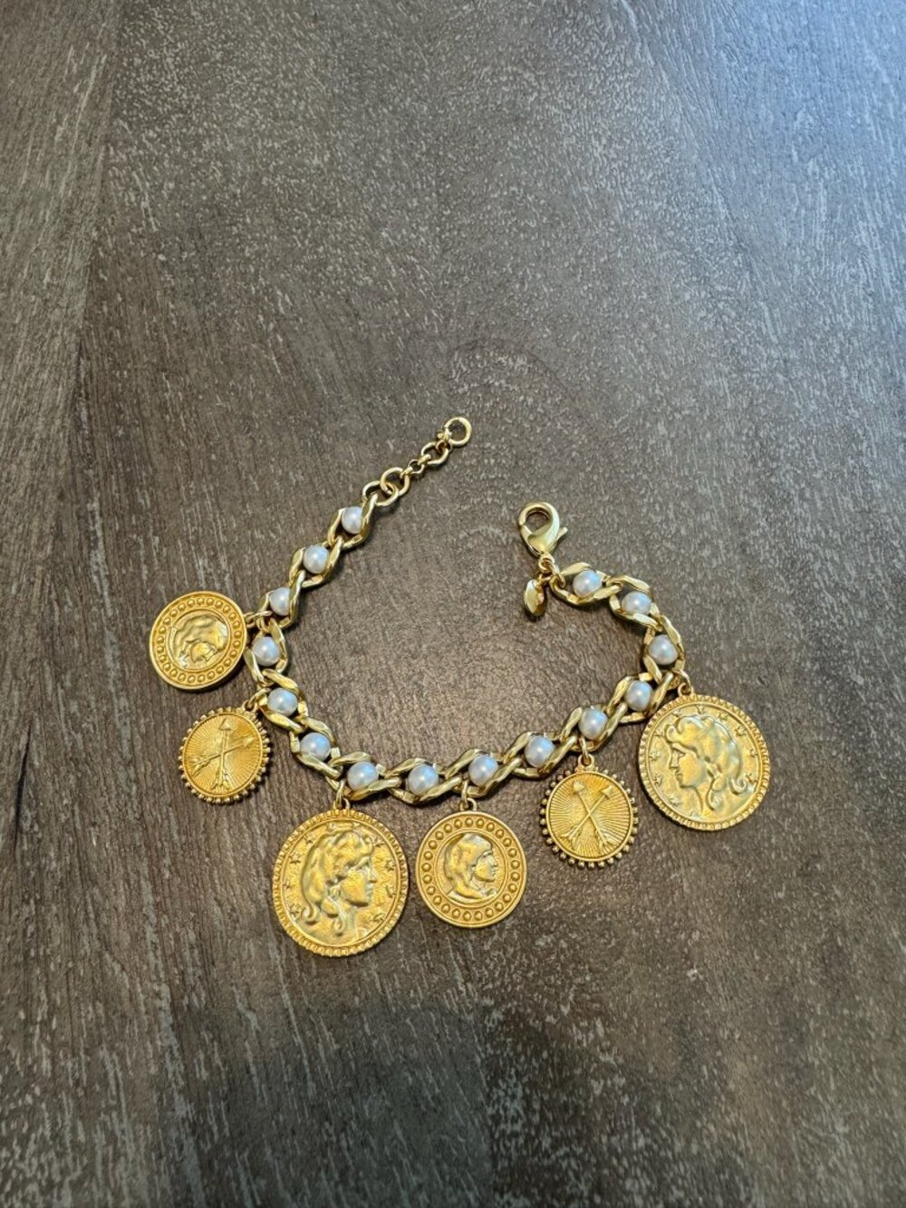 J. Crew Coin & Pearl Chain Bracelet